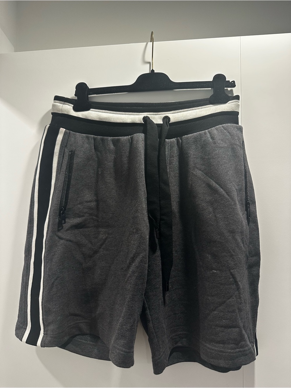 Dolce & Gabbana Black and Gray Sweatshorts with White Stripes